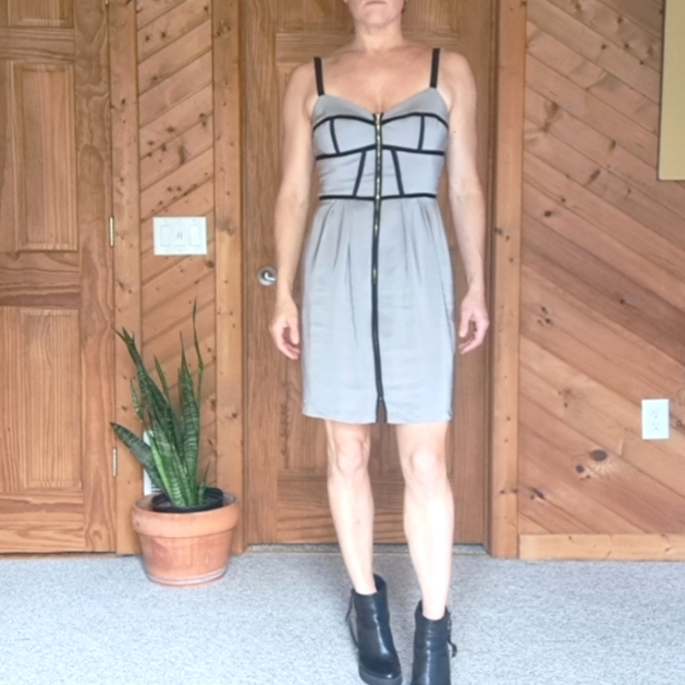 Amanda Uprichard Nadia Corset silk full zip front mini dress szS